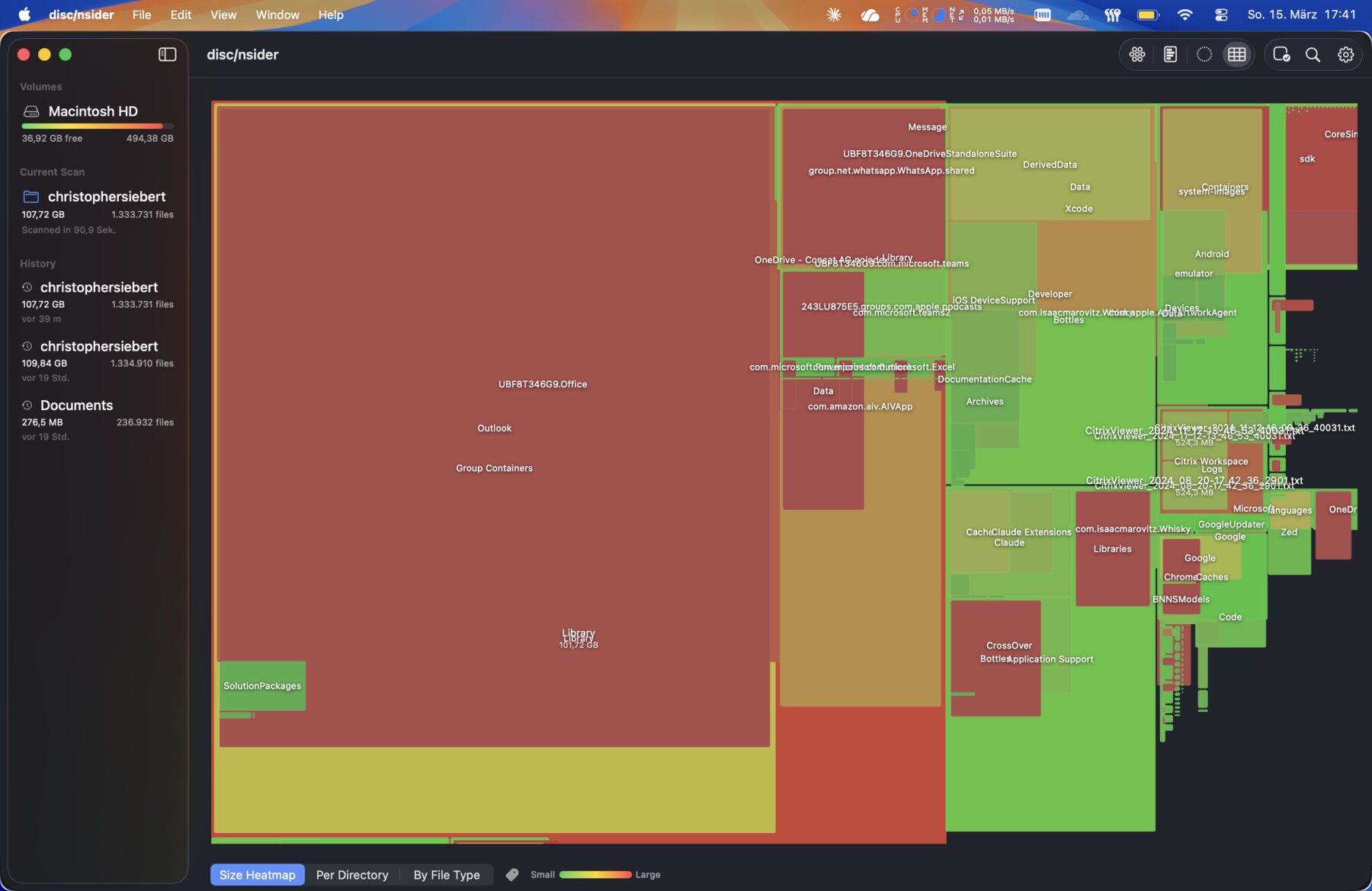 Treemap view of disc/nsider showing every folder as a rectangle sized proportionally to its disk usage